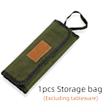 Miniatyrbilde 7 av 7: Utendørs Camping Bestikk Oppbevaring Veske Bærbar Roll Up Pouch Veske Bestikk Oppbevaring Vann Resistent Etuiet