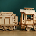 Miniatyrbillede 3 af 8: 3d træ damp tog model legetøj børn byggeklods puslespil lind montage simulering køretøj tog