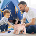 Miniatyrbillede 2 af 5: Udstoppet Mops Dyr Plys Realistisk Jule Dyr En Søjle Hund