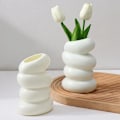 Miniatyrbild 2 av 7: 1 stycken Plast Spiral Vit Vas Nordisk Kreativt Blomsterarrangemang Behållare För Kök Vardagsrum Sovrum Hem Inredning Prydnad