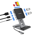 Miniatyrbillede 1 af 5: USB C Hub Docking Station Stand Adapter med4K HDMI 100W PD SD/TF Card Reader USB3.0 3.5mm Hovedtelefon stik