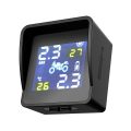 Miniatyrbild 1 av 5: USB Solar laddning LCD Motorcykel TPMS Däck Tryck Däck Temperatur övervakning larm system med 2 sensorer