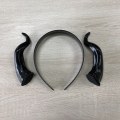 Miniatyrbilde 3 av 5: Kvinner Sort Dronning Heks Demon Horns Hodeplagg Cosplay Dyr Antelope Devil Hodeplagg