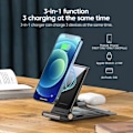 Pikkukuva 5 / 8: Langaton laturi 3 1 iPhone 13 12 11 Pro MAX XR X 8 taitettava lataus telakka asema