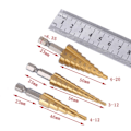 Miniatyrbild 8 av 8: Rak spår steg borr bits titan belagd trä metall hål fräs kärna borrning verktyg set