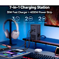 Miniatyrbillede 7 af 8: 35W Hurtig Opladning Digital Power Strip 7-i-1 Ladestation 4000W Nominel Strøm Digital Skærm