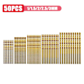 Miniatyrbillede 8 af 8: 50 stykker Høj Speed Stål Ti-belagt Twist Bit Titanium Coated Bor Bits Værktøj