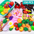 Miniatyrbild 8 av 8: Plast Kök Leksak Set Skär frukt och grönsaker mat lek hus simulering leksaker