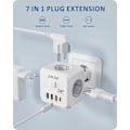 Pikkukuva 7 / 7: Seinä pistorasia laajennus 3 AC pistorasiaa 3 USB porttia ja 1 tyyppi C 7-in-1 EU pistoke laturi