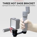 Miniatyrbild 4 av 6: Trehövdad Hot Boot Bracket 3 in 1 Triple Hot Shoe Mount Adapter Förlängning Fäste Hållare Mikrofon Stativ