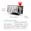 Miniatyrbilde 6 av 6: 180° Arm Projeksjon Alarm Klokke med Tid Temperatur Digital Alarm Klokke Slumre Bord Klokke