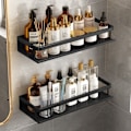 Miniatyrbillede 3 af 7: Sort Space Aluminium Toilet Rack Vægmonteret Badeværelse hylder