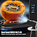 Miniatyrbilde 5 av 7: 4K Native 1080P Dual Wifi6 BT5.0 Kino Utendørs Bærbar Projektor