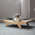 Miniatyrbild 5 av 6: Trä katt skrapa skrapa avtagbar lounge säng 3 i 1 skrapa stolpe