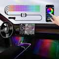 Pikkukuva 2 / 7: 48 LED Auto Sisustus Ambient jalka valo USB Langaton Kaukosäädin Musiikki App Ohjaus Auto RGB Ilmakehä koriste lamput