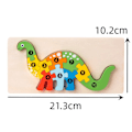 Miniatyrbillede 7 af 7: 3D Stereoskopisk Træ Puslespil Tegnefilm Dinosaur Dyr Form Farve Kognitiv Pædagogisk Spil Montessori Legetøj