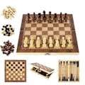 Miniatyrbillede 1 af 5: 3 i 1 bræt fest bord spil terninger skak backgammon bræt