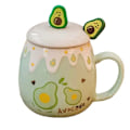 Miniatyrbillede 2 af 3: Jordbær krus med låg keramik krus kaffe kopper sød morgenmad porcelæn krus