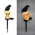 Miniatyrbillede 1 af 8: Halloween Udendørs Lys Vandtæt Solar Kranium Have Stak Lys Ravn Skelet Hoved Dekoration