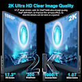 Miniatyrbillede 3 af 6: 2K 144Hz Portable Monitor 17,3 Tommer 2560x1440P IPS Skærm For Gaming