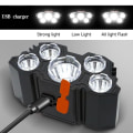 Miniatyrbilde 8 av 9: Usb Oppladbart Innebygget Batteri 5 Led Strong Hovedlykt Super Lysst Hodemontert Lommelykt