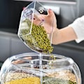 Miniatyrbillede 7 af 7: 360° Roterende Korn Dispenser Korn Opbevaring Kasse Transparent Forseglet Krukke
