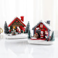 Miniatyrbillede 6 af 7: Vinter sne jul landsby jule pynt med led glød skrivebord bygning ferie pynt