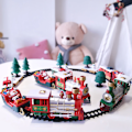 Miniatyrbillede 4 af 9: Batteri drift jernbane tog med lyd & lys jernbane bil legetøj jule tog træ pynt