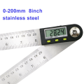 Miniatyrbilde 4 av 7: 200 mm Digital Vinkel Regel Inklinometer Protractor Rustfritt Stål
