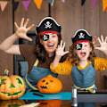 Miniatyrbillede 6 af 7: 12 stykker Pirat Hat One-Eye Klistermærke Skull Mønster Halloween Kaptajn Pirat kostume