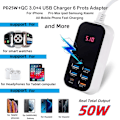 Miniatyrbild 5 av 8: 50W flera portar USB laddare PD25W Typ C QC3.0 snabb laddning skrivbord vägg ström adapter telefon UK EU US Korea plugg snabb laddning