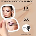 Miniatyrbillede 6 af 7: Kompakt spejl oplyst rejse makeup spejl med 1X/5X forstørrelse 2 sidet 3 farver dæmpbar bærbar lomme spejl til håndtaske