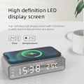 Miniatyrbild 2 av 6: Trådlös Laddare Tid Alarm Klocka LED Digital Termometer Hörlurar Telefon Laddare Snabb Laddning Dock Station för iPhone Samsung