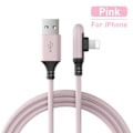 Miniatyrbilde 1 av 6: 90 grader USB kabel For iPhone 14 13 12 11 Pro Max XR XS 8 7 6s 5s Rask lading lader data kabel