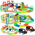 Miniatyrbilde 2 av 10: Jernbane Racing Bor Leke Set Educational DIY Bend Flexible Race Track Elektronisk Blits LED Lys Bil Leker