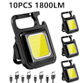 Pikkukuva 2 / 8: 10 kpl mini LED 1800LM taskulamppu avaimenperä monitoimi kannettava COB Camping lamput