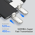 Miniatyrbilde 2 av 6: USB3.2 Solid State Pendrive AES256 og Fingerprint Encryption 520MB/s USB Type C Gen 2 Flash Drive 1TB