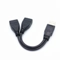 Miniatyrbillede 1 af 4: Dobbelt USB Forlængelse A-Han Til 2 A-Hun Y Kabel Strøm Adapter Konverter USB2.0 Han til 2Dual USB Hun Y Splitter 15 cm