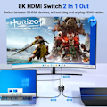 Miniatyrbild 4 av 7: 8K 60Hz HDMI-kompatibel Switch Splitter Bi-Direction 1x2/2x1 HDMI-kompatibel Switcher 2 in1 Out för PS4 TV Box Switcher Adapter
