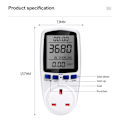 Miniatyrbillede 3 af 5: Professionel 220V Digital LCD Power Meter Wattmeter Socket Watt Kwh Energy Measuring Outlet EU Stik