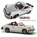 Miniatyrbillede 1 af 8: Ny Teknisk Retro Bil Model 1458STK Bygge Klodse Sæt 2i1 Race Klassisk Model