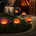 Miniatyrbilde 1 av 6: Halloween Solar Lys Plen Dekorasjoner Sti 3D oransje gresskar