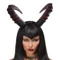 Miniatyrbild 1 av 4: Djävul horn pannband svart röd oxe horn pannband klänning cosplay för halloween kostym