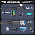 Miniatyrbild 3 av 7: 5M Data Line Laddningskabel för Oculus Quest 2 Pico 4 PS5 Tillbehör PC USB 3.2 Typ C Laddare Link Kabel