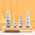 Miniatyrbild 5 av 8: Torn formad flockad jul träd mini cederträ träd skrivbord prydnad hem jul dekoration