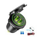 Miniatyrbilde 8 av 10: Dobbel USB Bil lader Socket Vanntett 12V/24V QC3.0 USB ABS Rask lader Socket Strøm Uttak med Touch Switch