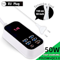 Miniatyrbild 7 av 8: 50W flera portar USB laddare PD25W Typ C QC3.0 snabb laddning skrivbord vägg ström adapter telefon UK EU US Korea plugg snabb laddning