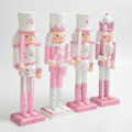 Miniatyrbillede 2 af 11: Nøddeknækker Pink Glitter Soldat Dukke Kreativt Håndværk Figurin Træ Dukke Jule Gaver Ornamenter