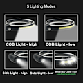 Miniatyrbild 5 av 7: Led Strålkastare Sensor COB LED Skärm Ficklampa USB Uppladdningsbar Huvud Ficklampa