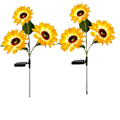Miniatyrbilde 1 av 4: 2 stykker 3 hode LED sol simulering solsikke lys hage gård plen natt lys landskap lampe hjem dekorasjon blomst lys